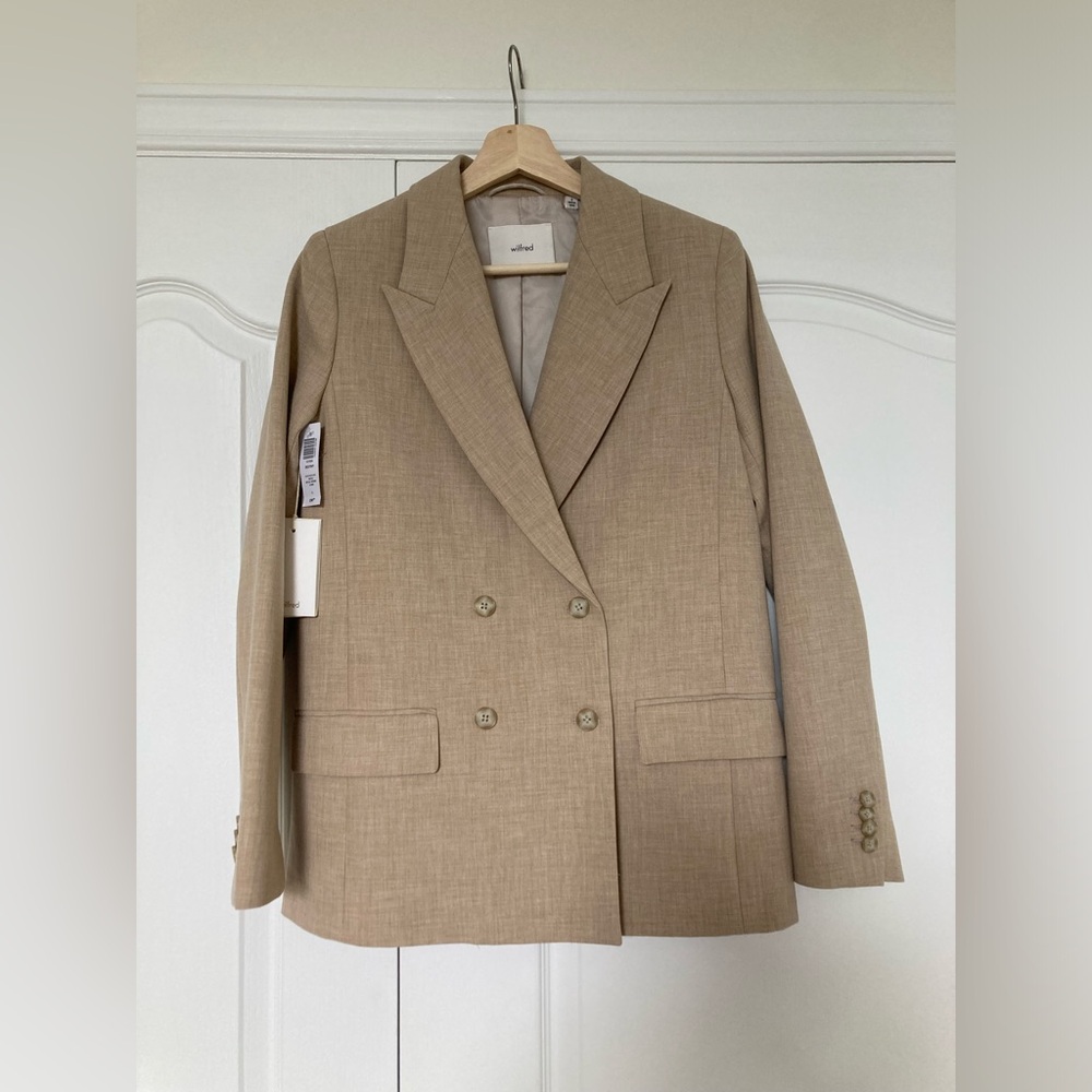 Aritzia Wilfred “destiny” blazer, Heather oat beige, size 2